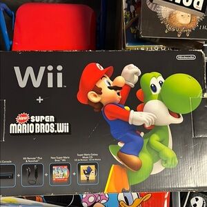 Nintendo Wii Console with New Super Mario Bros - Black! Missing game!